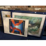 THREE LARGE FRAMED CONTEMPORARY PICTURES