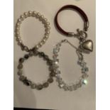 FOUR SILVER CLASP BRACELETS