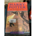 A FIRST EDITION COPY OF J K ROWLING'S 'HARRY POTTER AND THE GOBLET OF FIRE'