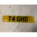 A V5 REGISTRATION AND NUMBER PLATE 'T4 GHD' (GOOD HAIR DAY?) . THE TRANSFER FEE HAS BEEN PAID