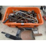 A QUANTITY OF VARIOUS HAND TOOLS TO INCLUDE SPANNERS, MALLET ETC.
