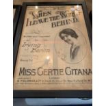 A FRAMED GERTIE GITANA POSTER 'WHEN I LEAVE THE WORLD BEHIND'