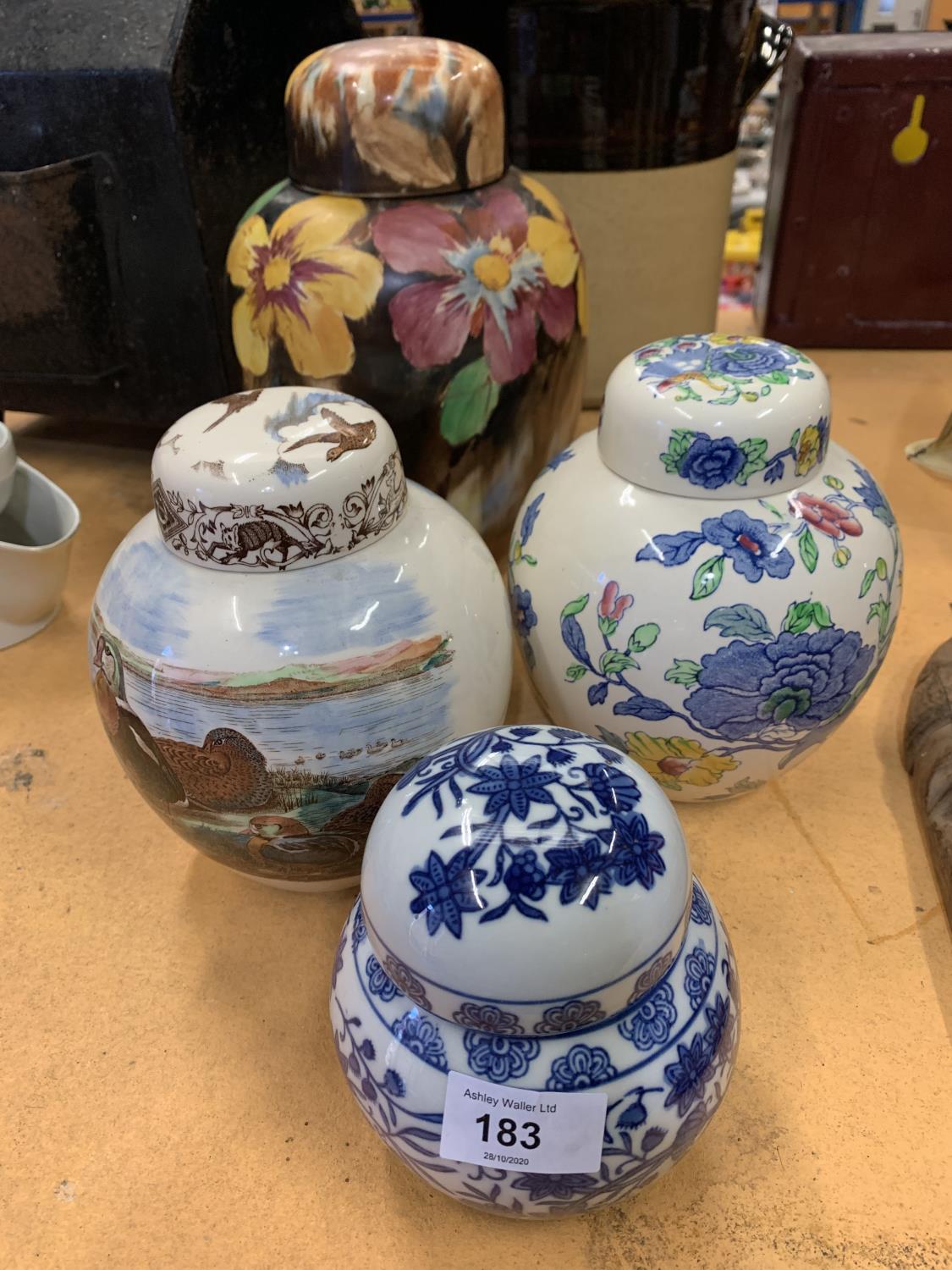 A SELECTION OF FOUR GINGER JARS TO INCLUDE TWO MASONS