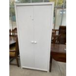 A WHITE TWO DOOR WARDROBE