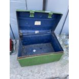 A VINTAGE TIN TRUNK