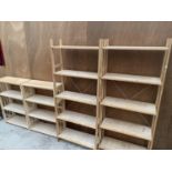 FOUR WOODEN SHELVING UNITS
