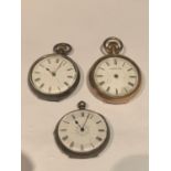 THREE LADIES POCKET WATCHES - A MARKED SILVER FUSEE, A 935 SILVER WITH CROWN WINDER AND A GOLD