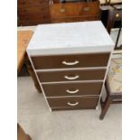A PAINTED CHEST OF FOUR DRAWERS