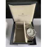 A BOXED MAURICE LACROIX SWITZERLAND WRIST WATCH IN WORKING ORDER