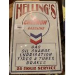 A VINTAGE STYLE METAL 'CHEVRON GASOLINE' MAN CAVE SIGN