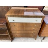 A VINTAGE TEAK CHEST OF FIVE DRAWERS