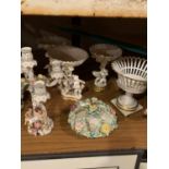 A SELECTION OF ORNATE CHINA FEATURING CHERUBS ETC