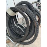 EIGHT SPARE BIKE TYRES, VARIOUS SIZES