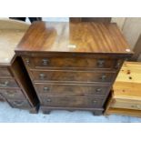A REPRODUCTION MAHOGANY CHEST OF FOUR DRAWERS WITH FOLD-OVER TOP, 23" WIDE