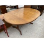 A G-PLAN WHALE LEG TEAK EXTENDING DINING TABLE, 62x42" CLOSED