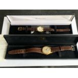 TWO BOXED WRIST WATCHES TO INCLUDE A LADIES ACCURIST AND A ROAMER BOTH WITH LEATHER STRAPS