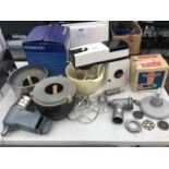 AN ASSORTMENT OF VINTAGE KITCHEN WARE TO INCLUDE A KENWOOD MIXER BELIEVED IN WORKING ORDER BUT NO
