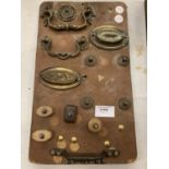 VINTAGE BRASS IRONMONGERY SAMPLE BOARD