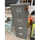 A HOWDEN FOUR DRAWER METAL FILING CABINET WITH KEY