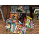 A LARGE ASSORTMENT OF VINTAGE CHILDREN'S BOOKS AND ANNUALS TO ALSO INCLUDE 'THE ACTION MAN' BOARD