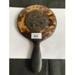 A FAUX TORTOISESHELL BEVEL EDGED HAND MIRROR