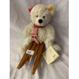 A WHITE STEIFF BEAR ON A SLEDGE