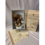 A STEIFF TEDDY BEAR WITH ROLOPLAN BOXED WITH CERTIFICATE