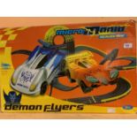 A BOX OF MICRO MANIA SCALEXTRIC DEMON FLYERS