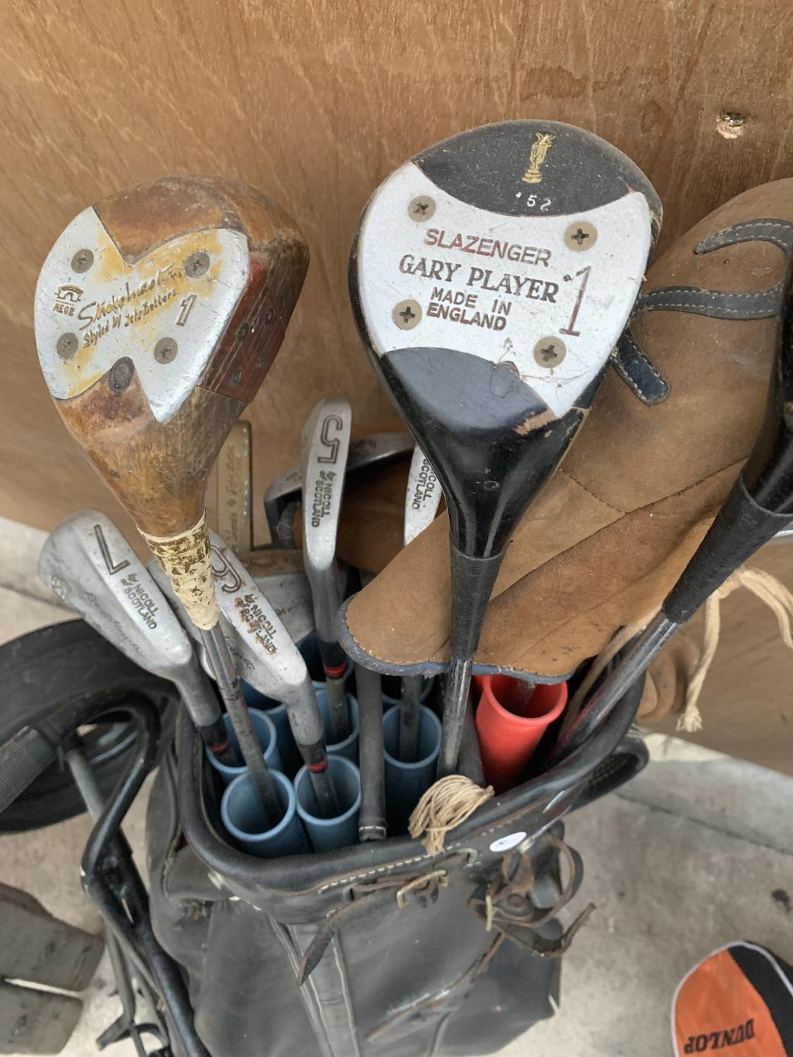 VINTAGE GOLF CLUBS IN A VINTAGE DUNLOP BAG WITH TROLLEY - Image 2 of 3