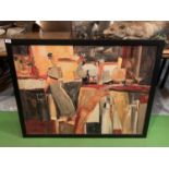 A SIGNED YURI TREMLER OIL ON CANVAS ' LADIES IN CONVERSATION'