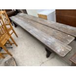 THREE LONG PINE BENCHES, 118" LONG