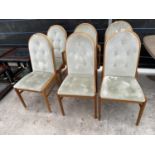 SIX CHERRY WOOD DINING CHAIRS