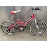 A PINK GIRLS MAYHEM CUBA MOUNTAIN BIKE WITH SHIMANO 6 GEAR SYSTEM