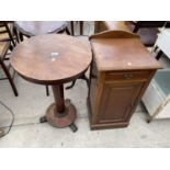 A LATE VICTORIAN MAHOGANY POT CUPBOARD AND MAHOGANY OCCASIONAL TABLE