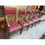 FIVE EARLY 20TH CENTURY OAK DINING CHAIRS (4+1) WITH HEART SHAPED CARVING TO THE SLATS
