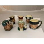 A GROUP OF SIX SMALL ROYAL DOULTON CHARACTER JUGS