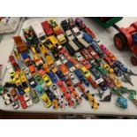A LARGE GROUP OF DIECAST TOY CARS, AEROPLANES ETC