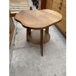 A HAND CRAFTED TWO TIER ELM OCCASIONAL TABLE