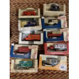 A GROUP OF TEN BOXED DIE CAST MODELS TO INCLUDE A CAMPBELLS SOUP LORRY AND FIRE ENGINE