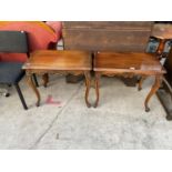 A PAIR OF VICTORIAN MAHOGANY STYLE OCCASIONAL TABLES