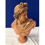 A CLASSICAL TERRACOTTA BUST OF APOLLO