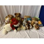 SEVENTEEN ASSORTED SOFT TOYS TO INCLUDE TEDDY BEARS, DOGS ETC MOST WITH TAGS