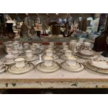A LARGE QUANTITY OF CHINA TO INCLUDE WHITE WITH GOLD DETAIL, COMMEMORATIVE CUPS ETC