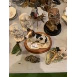 AN ASSORTMENT OF ANIMAL FIGURES TO INCLUDE BORDER FINE ART OF A DOG