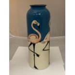 A MOORCROFT TALL FLAMINGO VASE