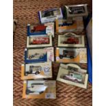 A GROUP OF ELEVEN BOXED VINTAGE CARS AND VANS TO INCLUDE WHISKY TRAIL AND DAYS GONE BY ROYAL MAIL