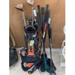 A LARGE QUANTITY OF GOLF CLUBS WOT INCLUDE A DUNLOP GOLF BAG