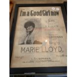 A FRAMED MARIE LLOYD ' I'M A GOOD GIRL NOW' POSTER