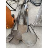 VARIOUS GARDEN TOOLS TO INCLUDE SPADE, FORK ETC.