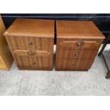 A PAIR OF MODERN THREE DRAWER BEDSIDE CHESTS